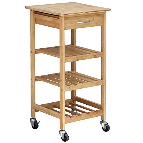 Oceanstar Design Group Bamboo Kitchen Trolley, Natural - WoodArtSupply