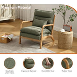 INZOY Mid Century Modern Accent Chair with Wood Frame, Upholstered Reading Armchair with Waist Cushion, Double Padded Accent Chair, Side Chair for Living Room Bedroom Office, Easy Assembly, Green INZOY