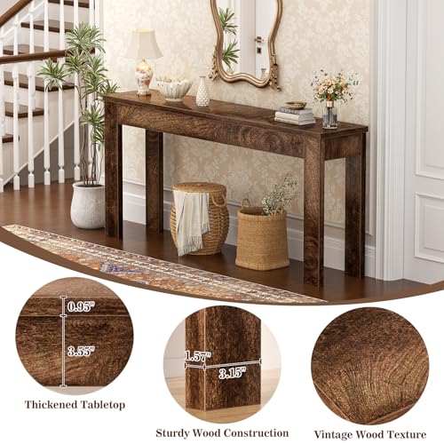 Armocity Console Table, 47" Farmhouse Wood Entryway Table, Sofa Tables Narrow Long Behind Couch, Entry Table for Entrance, Hallway, Living Room, Cracked Oak Armocity