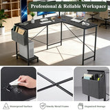 Sagenest L Shaped Desk, 50 Inch Reversible Computer Desk Corner Gaming Table with CPU Stand & Storage Bag, Sturdy Metal Frame PC Workstation for Home Office SageNest