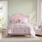 Laura Ashley - Kids Comforter Set, 100% Super Soft Toddler Bedding with Matching Sham & Bonus Decorative Pillow, Ideal Girl Room Essentials (Sunshine Flowers Pink, Twin) Laura Ashley