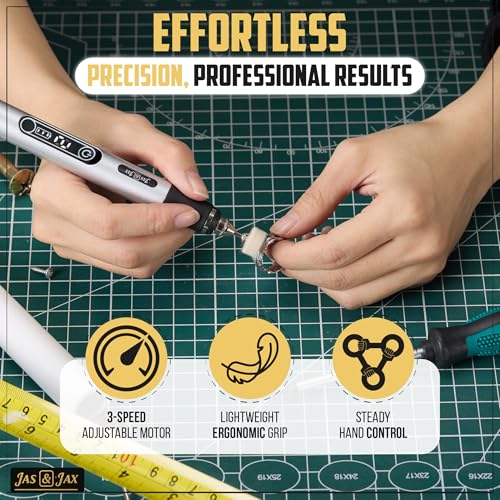 Jas & Jax Engraving Pen - USB Rchargeable Mini Electric Engraver, Cordless Rotary Tool for Wood, Metal, Glass, Jewelry, Stone, Leather & Plastic Etching (54 Accessories) Jas & Jax Goods