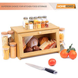 HOMEKOKO Wood Bread Box for Kitchen Counter, Single Layer Bamboo Large Capacity Food Storage Bin (NATURAL) HOMEKOKO