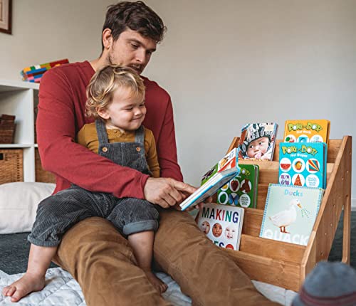 Montessori & Me Front-Facing Bookshelf - Toddler Book Display Rack in Brown - WoodArtSupply