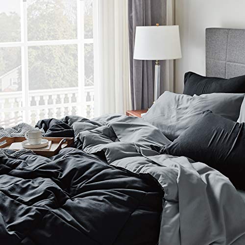 Bedsure Twin Comforter Set - 5 Pieces Reversible Black Bedding, Twin Size Bed Set for All Seasons, Bed in a Bag with Down Alternative Comforter, Sheets, Pillowcase & Sham Bedsure