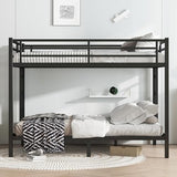 Bellemave Metal Bunk Bed Queen Over Queen with Ladder ＆ Full-Length Guardrails, Heavy Duty Bunk Bed Frame with Sturdy Slats, Queen Over Queen Bunk Beds, Noise Free, No Box Spring Needed, Black Bellemave