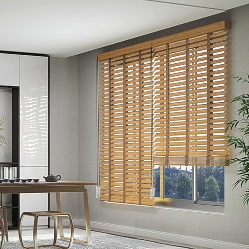 2" Slats Bamboo Blinds for Windows Blackout Shades Horizontal Window Blinds W20-72" H48 60" 64" 72" Blinds for Light ControlInside/Outside Mount Shades, Cordless(72" W x48 H) WoodArtSupply