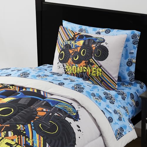 Kids Bedding Set Bed in a Bag for Boys and Girls Toddlers Printed Sheet Set and Comforter, Twin, Monster Truck Sweet Home Collection