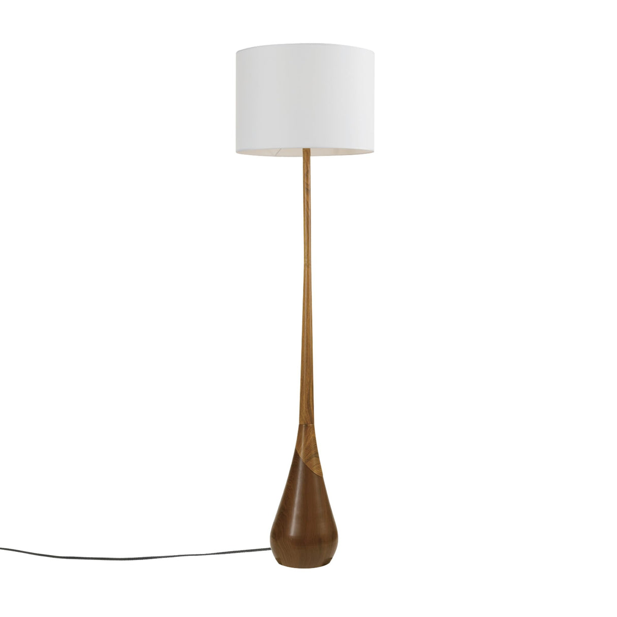 Globe Electric Novogratz x 67225 65" Floor Lamp, 2-Tone Wood Toned Base, White Fabric Shade, Socket Rotary Switch, Living Room Décor, Reading Light, Home Essentials, Bedroom, Office Accessories Globe Electric
