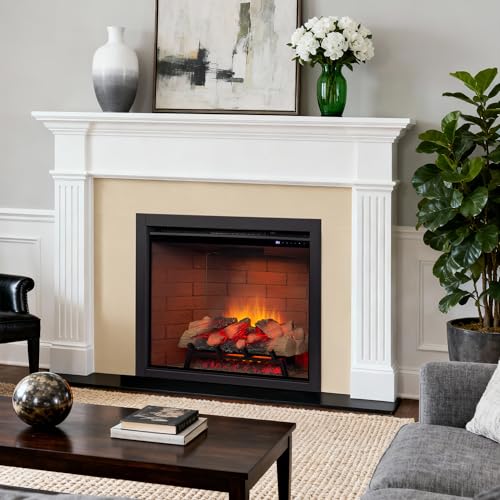 Unineo Electric Fireplace Insert w/Top Light, 12×12×12 Flame Color Option with Fire Crackling Sound, 36″W×27″H, 750W/1500W Eco Heater, Remote & Button Control, Black Unineo
