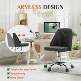 Sweetcrispy Armless Office Chair, Modern Fabric Home Office Desk Chairs with Wheels Adjustable Swivel Task Computer Vanity Seat for Small Spaces Sweetcrispy