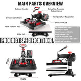 Upgraded 8 in 1 Heat Press Machine 12x15 Inch Heat Transfer Machine w/Tumbler Press 360-Degree Swing Away Multifunction Digital Sublimation Heat Press for T Shirt Mug Hat Plate for Commercial Home AKEYDIY