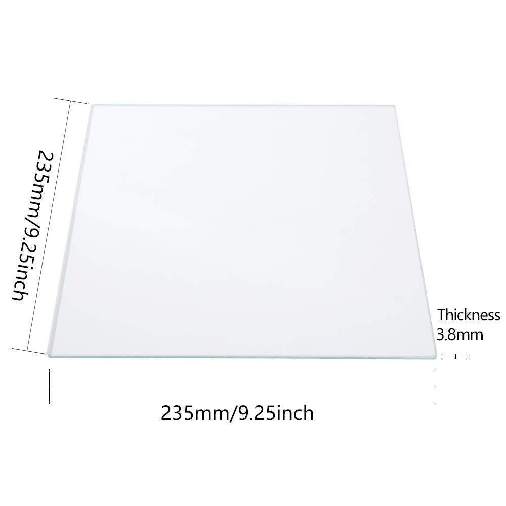 Glass Printer Bed 235x235x3.8mm Borosilicate Glass 3D Printer Glass Print Platforms for Ender 5/Ender 3/Ender 3 Pro - WoodArtSupply