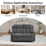 CANMOV Manual Recliner Sofa Set, Fabric Home Theater Seating with Side Pockets and Cup Holders, 2 Seat Reclining Couch for Living Room, Office, Dark Grey