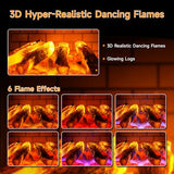 24″ Freestanding Electric Fireplace Stove with 3D Flame Effect and 6 Flame Color, 1000/1500W Infrared Fireplace Stove, 5200 BTU Electric Fireplace Heater with Remote and Timer for Indoor, Brown ONBRILL