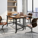 Giantex 8FT Conference Table, 4 PCS 48" Rectangular Mobile Meeting Room Desk with Removable Storage Bag & 2 Hanging Hooks, Rolling Modern Seminar Table for Office Conference Room, Rustic Brown Giantex
