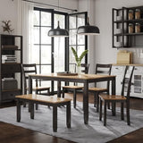 Signature Design by Ashley Gesthaven Casual Dining Table with 4 Chairs and Bench, Set of 6, Light Brown & Dark Brown Signature Design by Ashley