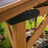 Backyard Discovery Norwood 10 x10 Cedar Wood Gazebo Pavilion, Thermal Insulated Hard Top Steel Roof, Durable, Supports Snow Loads and Wind Speed, Rot Resistant, Backyard, Deck, Garden, Patio Backyard Discovery