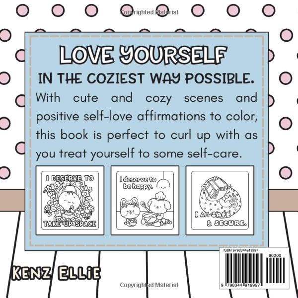 Cozy Self-Love Coloring Book for Teens and Adults: Bold and Easy Comfy Scenes and Positive Affirmations WoodArtSupply
