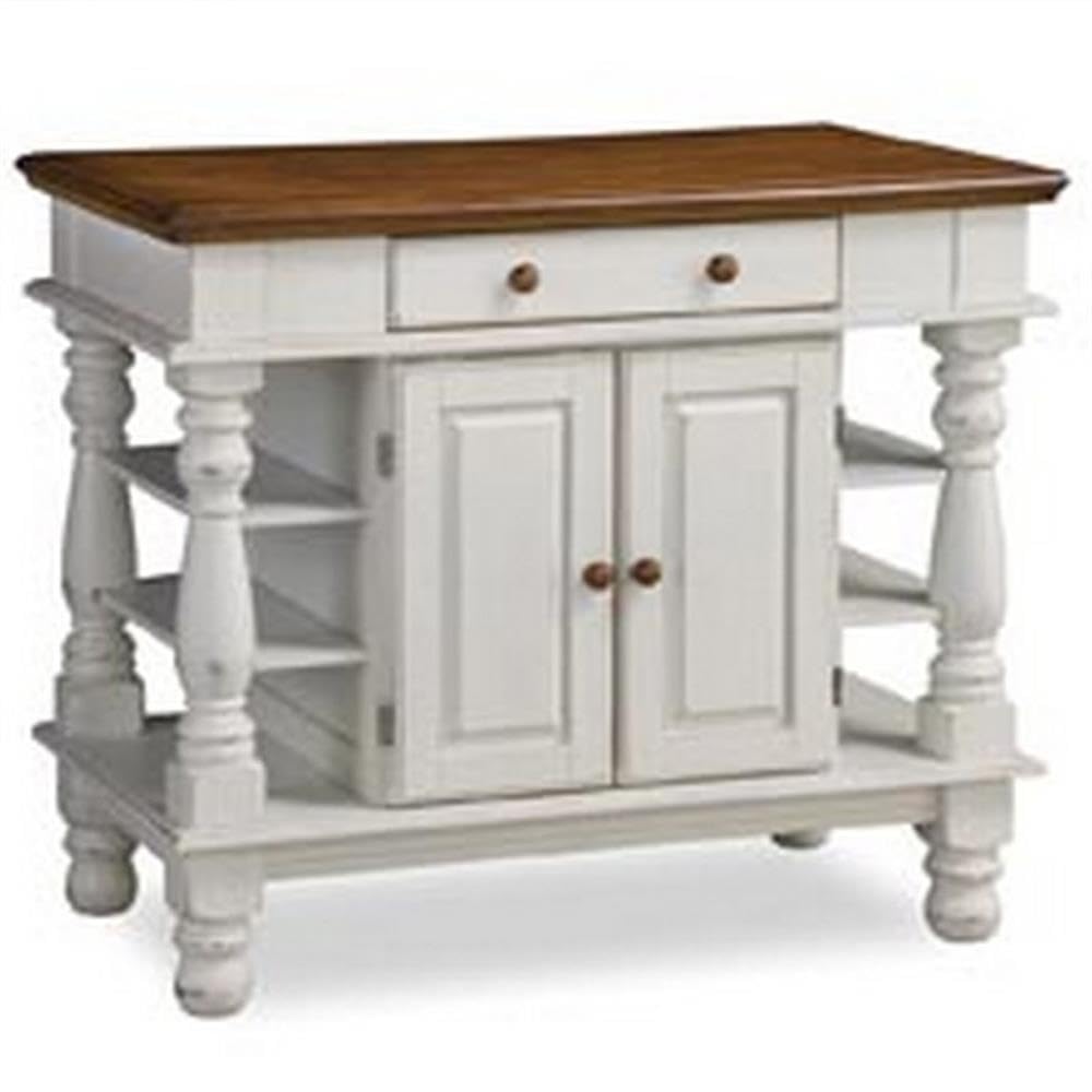 BOWERY HILL Traditional Wood Kitchen Island in Off White/Oak BOWERY HILL