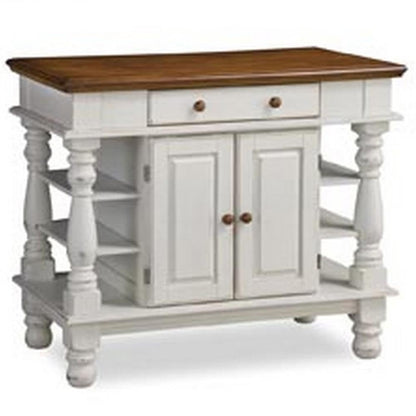 BOWERY HILL Traditional Wood Kitchen Island in Off White/Oak