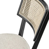 Modway Caledonia Wood Dining Chair with Cane Rattan in Black Beige Modway