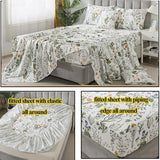FADFAY 100% Egyptian Cotton Sheets Twin Botanical Printed Floral Sheets Yellow Flowers & Leaves Pattern Farmhouse Bedding Soft and Breathable French Country Bedding 4Pcs Deep Pocket Twin Sheet Set FADFAY