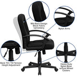 Flash Furniture Garver Mid-Back Black Fabric Executive Swivel Office Chair with Nylon Arms Flash Furniture