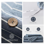 JELLYMONI Cotton Duvet Cover Twin Size - Blue Pinstriped Comforter Cover with Button 100% Washed Cotton 2PCS Breathable Soft Solid Bedding Set Duvet Cover 68×90in & 1 Pillowcase (NO Comforter) JELLYMONI