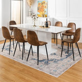 Homy Casa White High Gloss Extendable Dining Table with Black PU Chairs for 6-8 Persons, 63-80.7" Contemporary Wooden Table Set for Dining Room, Conference Room, Reception Area, White (Table) Homy Casa