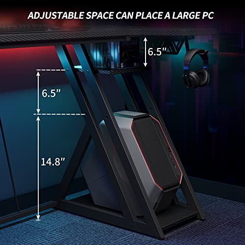 CubiCubi Aurora Gaming Desk with Carbon Fiber Surface, 40 Inch L Shaped Desk with Storage Shelves, Small Corner Computer Desk with Monitor Shelf, Gamer Desk PC Table, Black - WoodArtSupply