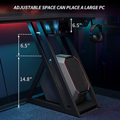 CubiCubi Aurora Gaming Desk with Carbon Fiber Surface, 40 Inch L Shaped Desk with Storage Shelves, Small Corner Computer Desk with Monitor Shelf, Gamer Desk PC Table, Black - WoodArtSupply