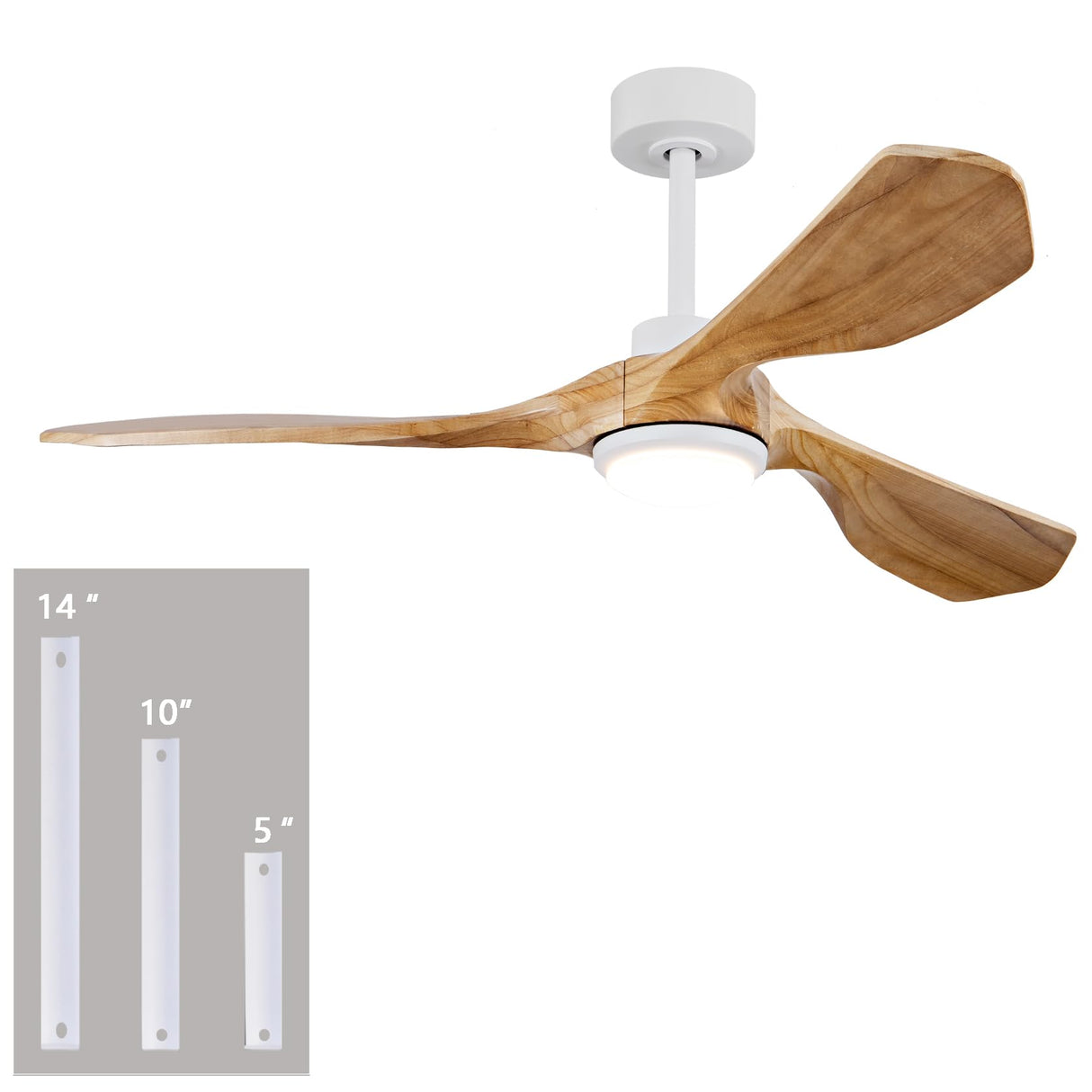 Ceiling Fans with Lights and Remote,52 Inch Unique Wood Ceiling Fan with Noiseless Reversible DC Motor,3 Blades,3 Downrods, for Farmhouse,Patio Living Room, Bedroom, Office,Indoor Outdoor（Raw wood） ducrew
