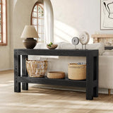 LITTLE TREE 63-Inch Black Console Table for Entryway, Narrow Long Wooden Entry Table for Living Room, Hallway, Sofa, Entrance, Foyer, Behind Couch with 2-Tier Storage Shelves LITTLE TREE