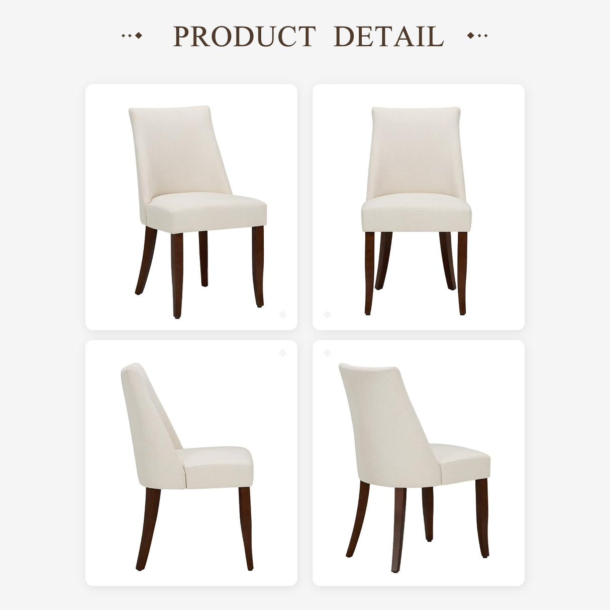 COLAMY Upholstered Dining Chairs Set of 2, Mid Century Modern Kitchen Chairs with Back, Farmhouse Fabric Side Dining Room Chairs with Wood Legs for Dining Room Restaurant, Beige COLAMY