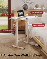 SANODESK Mobile Workstation Standing Desk with Gas-Spring Lift, Rolling Desk Adjustable Height, One-Piece Desktop Workstation with Wheels，Walking Pad & Treadmill Compatible, Portable Home Office Desk SANODESK