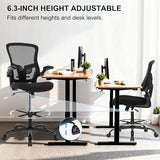 Bondesin Drafting Chair, Ergonomic Tall Office Chair with Lumbar Support Standing Desk Stool with Flip-up Armrests Comfy High Office Desk Chair with Adjustable Foot Ring for Counter Height Desk, Black Bondesin