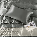 Vonty 3-Piece Silky Satin Duvet Cover Set King Size Duvet Cover, Organic Natural 400TC Grey Duvet Cover Set - Luxury & Sexy Bedding Duvet Covers with Zipper Closure(No Comforter) Vonty