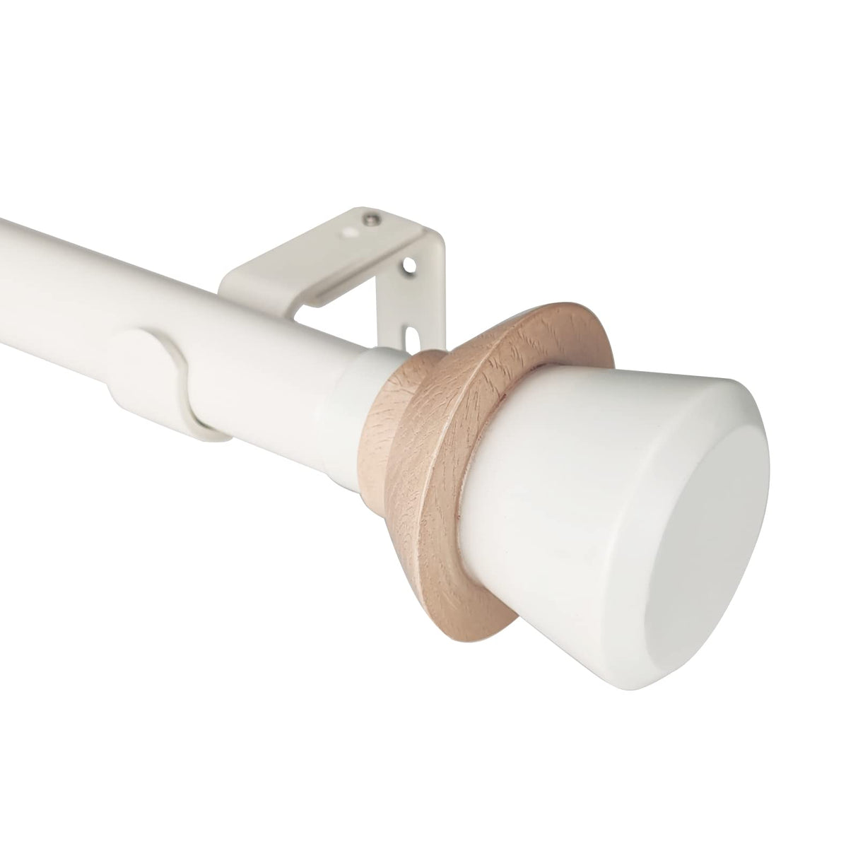 SKYPLUS LIVING Nordic Style White Single Curtain Rod Set with Decorative Finials, 36-72 inch, Standard Single Drapery Rod for 1 Pack, 1 Inch diameter, Adjustable Length (36-72'', White) SKYPLUS LIVING