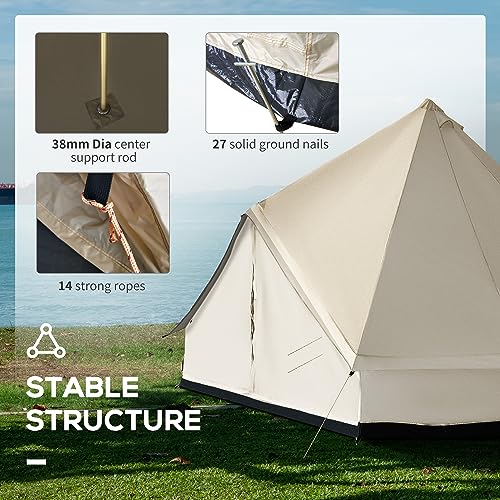 Outsunny 10-Person Yurt Tent Glamping Bell Tent with Spacious Interior, Breathable Waterproof Design, for Family Outdoor Camping, 16' x 16' x 10' Outsunny
