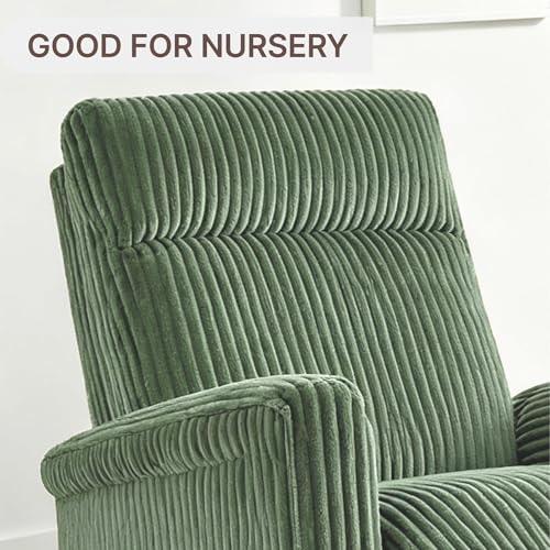 KISLOT Swivel Rocker Recliner for Adults, Corduroy 360 Degree Swivel Glider Recliner Manual 3-Position Adjustable Easy Assembly for Small Space Living Room Nursery Bedroom