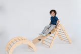 Beright 4 in 1 Pikler Triangle Gym, Montessori Foldable Climber with Ramp, Indoor Climbing Toys for Kids, Climbing Triangle for Toddlers Arch Climber, Rocker, Learning Waldorf Toy Structure, Natural Beright