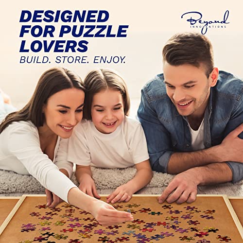 1500 Piece Wooden Jigsaw Puzzle Table - 4 Drawers, Rotating Puzzle Board | 35” X 28” Jigsaw Puzzle Board | Puzzle Cover Included - Portable Puzzle Tables for Adults and Kids by Beyond Innoven - WoodArtSupply