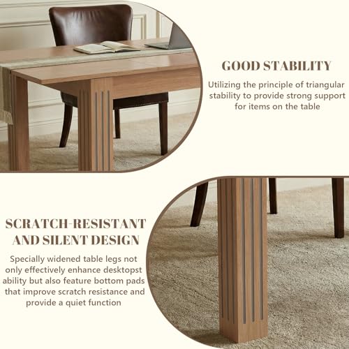 Extendable Dining Table, 54-85 Inch Expandable Table for 4-10 People, Modern Rectangular Dining Table, Space-Saving for Kitchen & Dining Room Ariiles