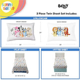 Sunny Side Up Bluey & Friends Twin Sheet Set - 3 Piece Kids Bedding Set Includes Pillow Cover - Super Soft Microfiber Sheets Sunny Side Up
