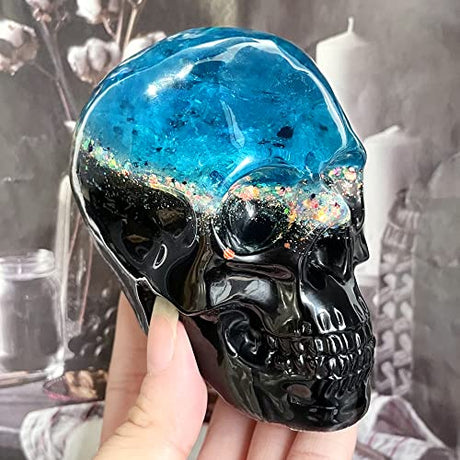 RESINWORLD Set of Large + Medium + Small 3D Skull Resin Molds, Flexible Clear Silicone Skull Head Molds, Silicone Molds for Resin, Soap, Clay, Candle Wax Casting, Halloween Home Decoration ResinWorld