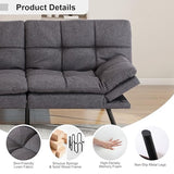 MUUEGM 71" Futon Sofa Bed, Comfortable Memory Foam Futons Sofa with Adjustable Backrest & Armrests, Convertible Loveseat Futon Bed for Compact Living Room, Apartment, Office, Medium Grey MUUEGM