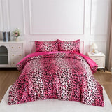 A Nice Night Leopard Printed，Satin Silky Soft Quilt Sexy Luxury Super Soft Microfiber Comforter Quilt Bedding Comforter Set Full/Queen, Light Weighted (Pink, King(88-by-102-inches)) A Nice Night
