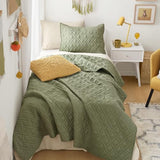 Comfort Spaces Twin Quilt Set Modern Reversible Diamond Coverlet Twin Bedding Set Cozy Quilted Winter Layer, All Season Lightweight Soft Twin Size Quilt, Kienna, Twin/Twin XL Olive Green 2 Piece Comfort Spaces