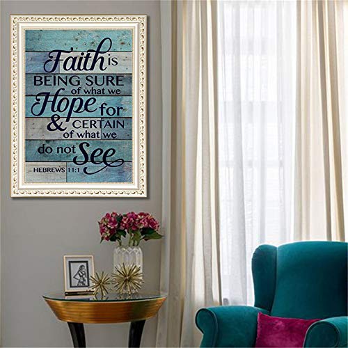 5D DIY Diamond Painting, Faith Hope See Diamond Painting Kits for Adults Full Drill Round Diamond Gem Art Beads Painting for Kids Perfect for Home Wall Decor 11.8x15.7 inch Grneric